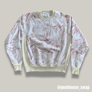 Champion Pink and White Marbled Crew Neck Sweatshirt, Size M